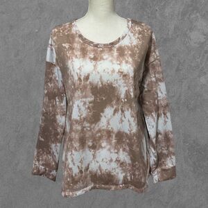 ANNE KLEIN | Tie Dye Long Sleeve Pink & White Lounge Sweatshirt Size M